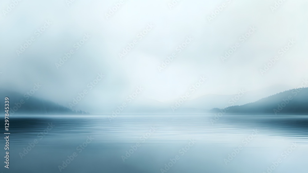 Naklejka premium serene misty lake landscape