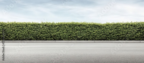 A long concrete wall capped with vibrant greenery.