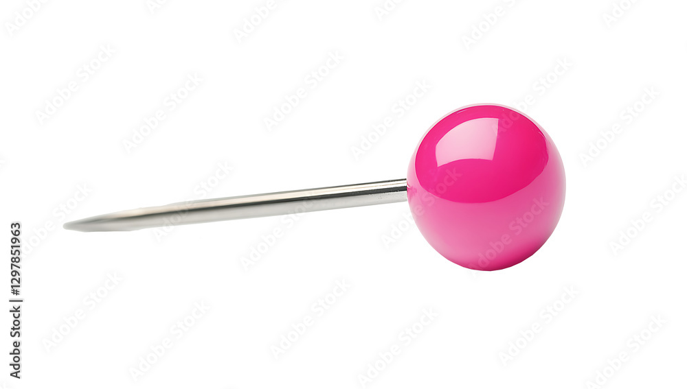 A pink pushpin with an all isolated on white background as transparent PNG A pink pushpin with an all isolated on white background as transparent PNG