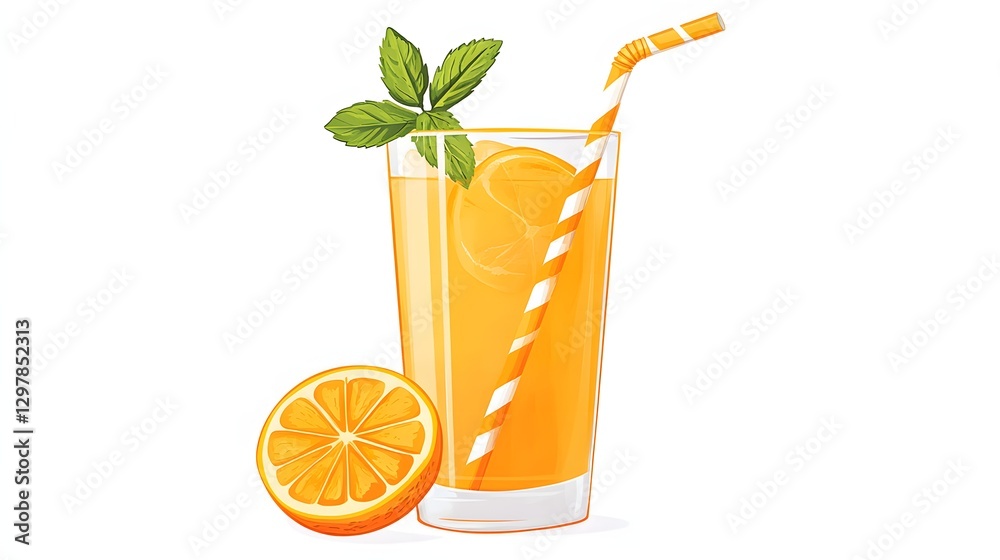 Fototapeta premium fresh orange juice drink with mint and orange slice