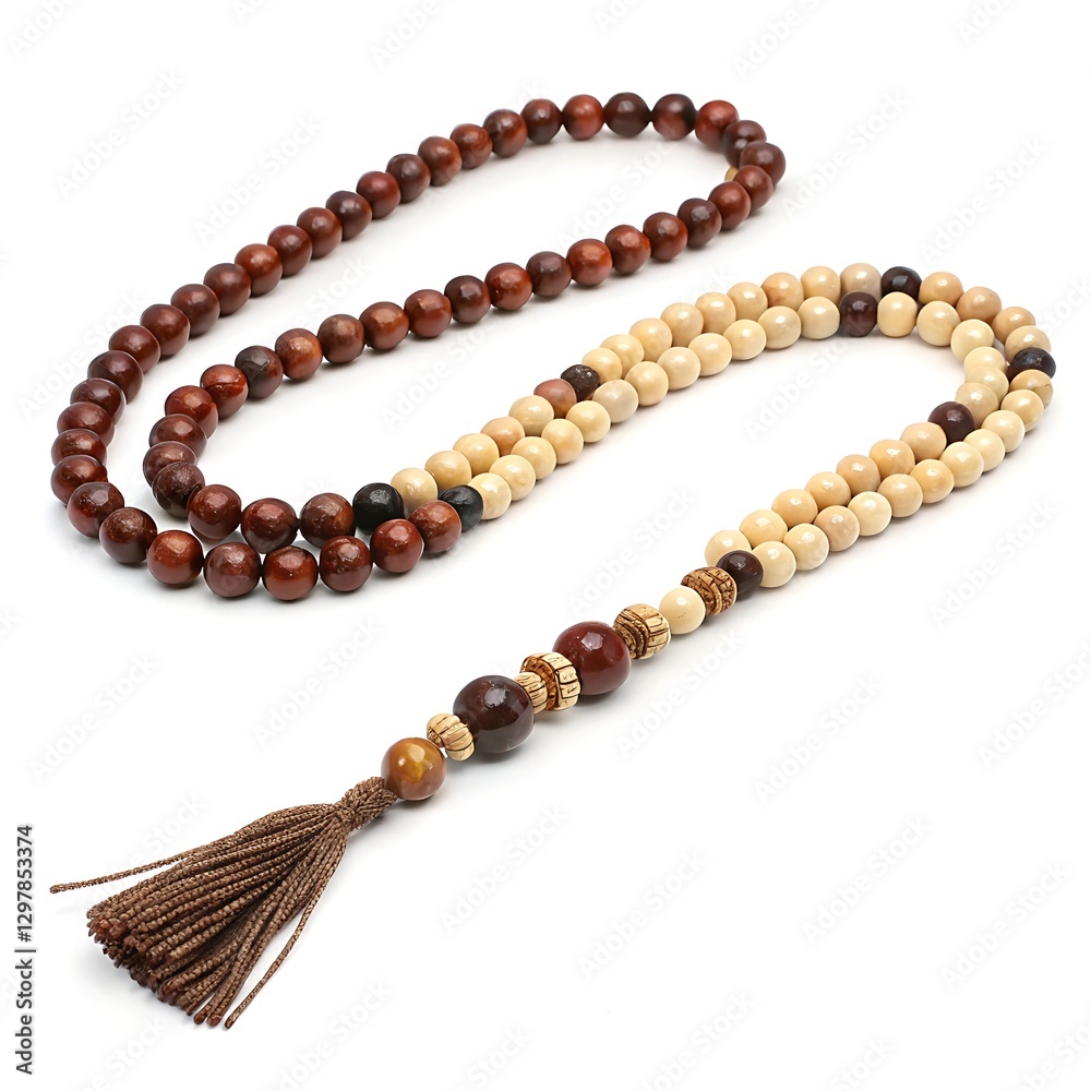Set of Islamic prayer beads misbaha isolated on white background Set of Islamic prayer beads misbaha isolated on white background