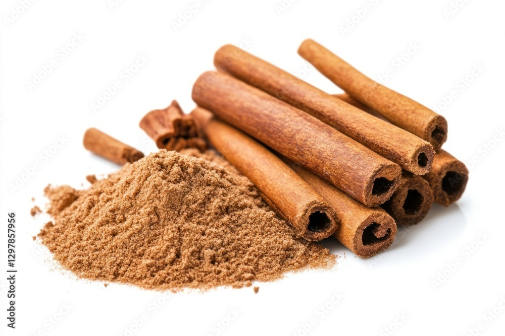 Cinnamon sticks and ground cinnamon powder. (3) Cinnamon sticks and ground cinnamon powder. (3)