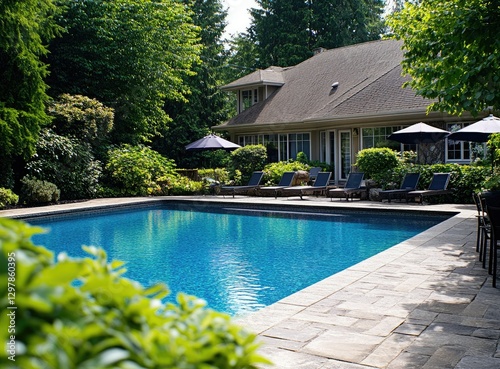 Backyard Pool Home Relaxing photo