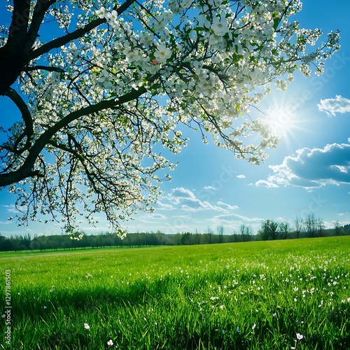 A Balanced Spring Scene Featuring Fresh Green Grass