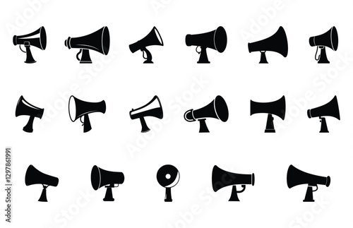 Megaphone Silhouette Clipart Bundle