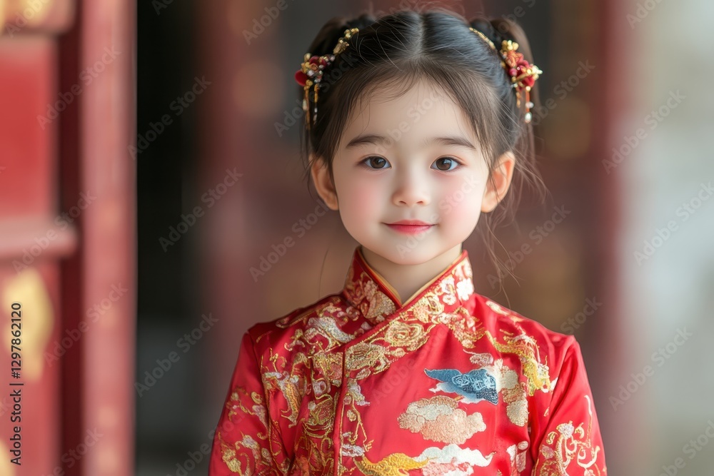 Children in traditional Chinese clothing look lively and charming. Children in traditional Chinese clothing look lively and charming.