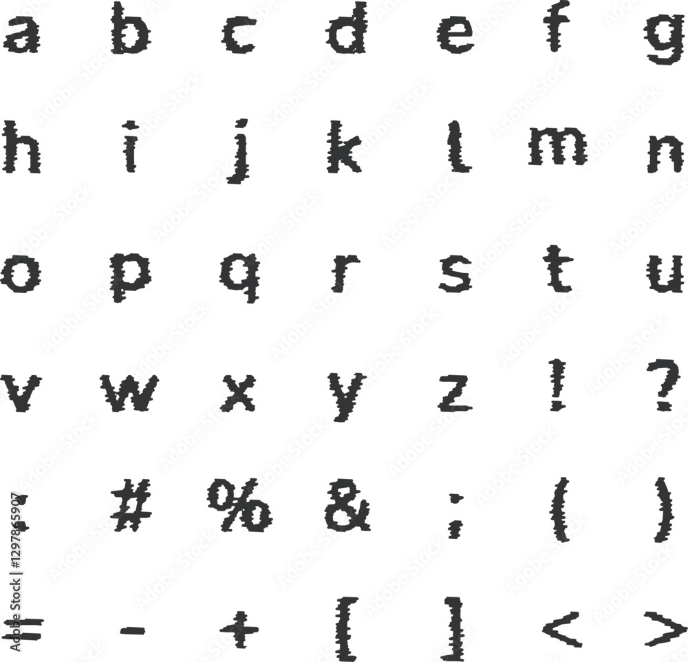 Naklejka premium インクが横に垂れたアルファベット小文字