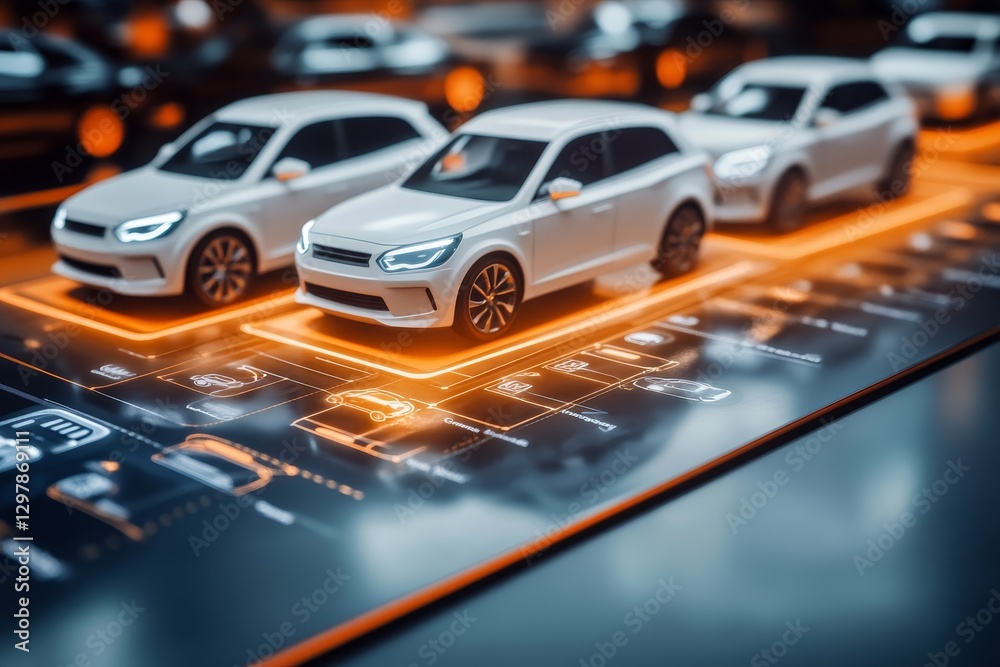 Futuristic Electric Vehicle Concept with Digital Interface Technology