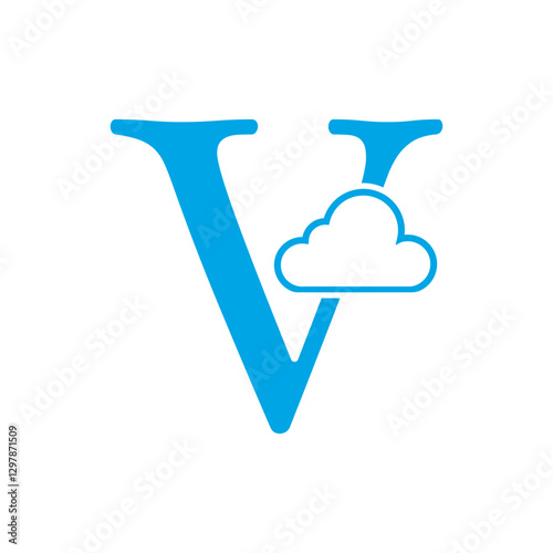 Initial Cloud Logo Combine With Letter V Vector Template