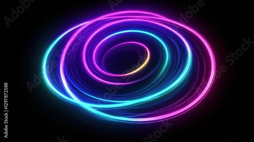 Colorful swirling light patterns create a mesmerizing visual experience in a dark background setting. Generative AI