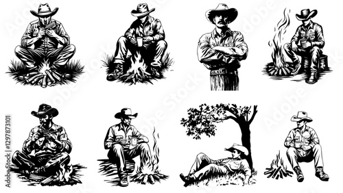 Cowboy Clipart Silhouette Pack | Rodeo, Ranch & Gunfighter Poses
