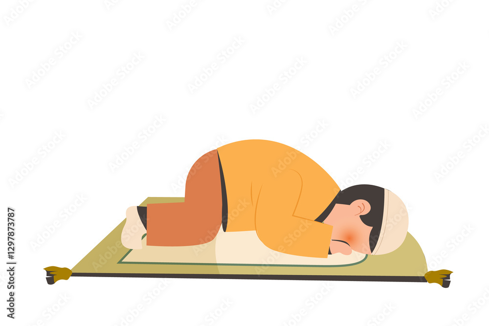 Fototapeta premium Boy Praying Activity Ramadan | Muslim Praying Activity | Illustration of Boy Praying Activity During Ramadan 