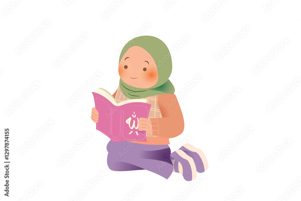 Cute Girl Wearing Hijab Traditional Wear | Ramadan Praying Activity Illustration | Girls Activity on Ramadan Cute Girl Wearing Hijab Traditional Wear | Ramadan Praying Activity Illustration | Girls Activity on Ramadan