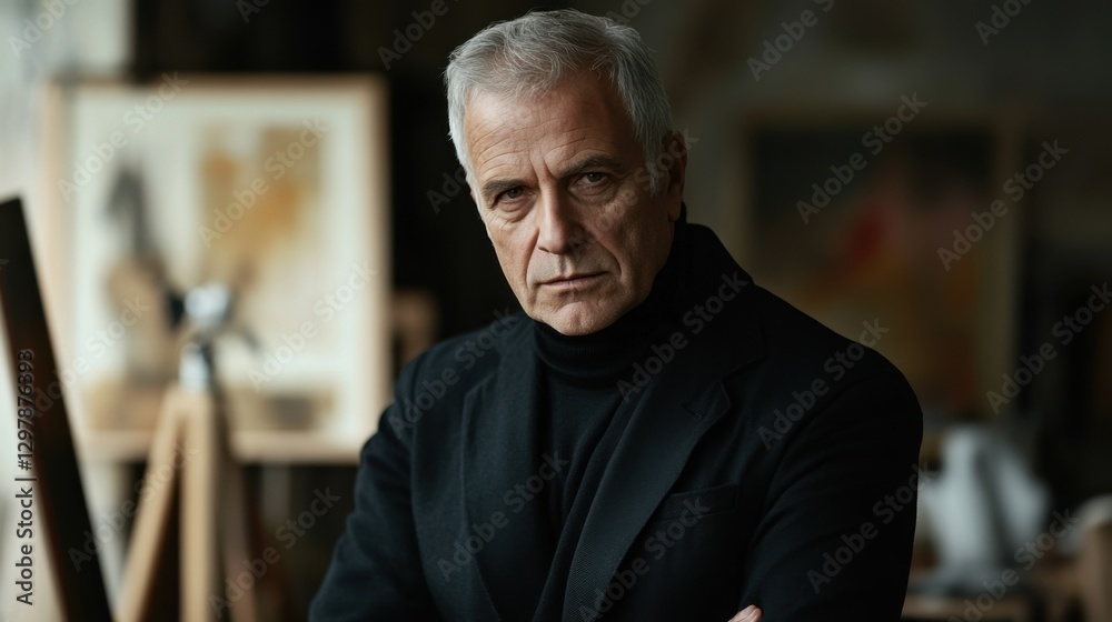 Obraz premium portrait of a mature man in art studio