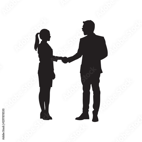 businessman and businesswoman shaking hands