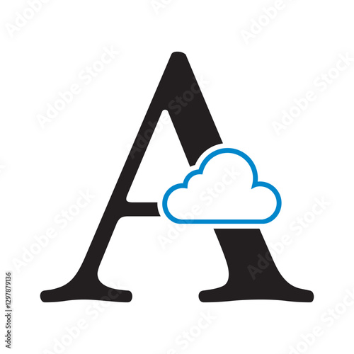 Initial Cloud Logo Combine With Letter A Vector Template