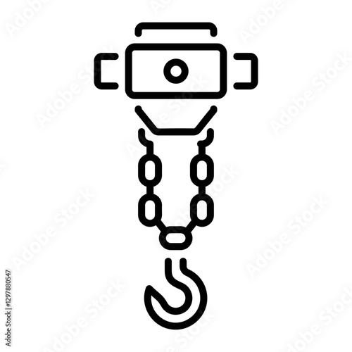 Chain pulley with hook, line style icon