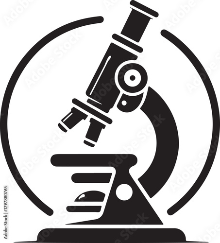 Silhouette vector of a microscope, symbolizing science, research, and laboratory work. Perfect for medical, educational, and scientific design projects.