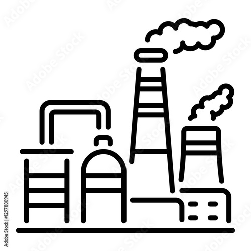 A line style icon of a steel plant