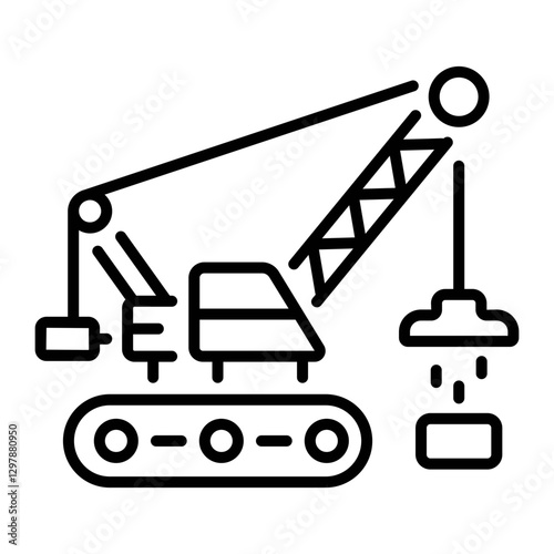 A line style icon of a magnetic crane