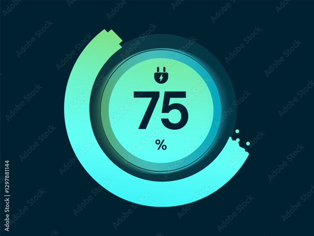 Electric Vehicle battery charging Status Dashboard Interface with Battery Percentage in Abstract technology circle Round battery symbol loading bar vector design concept. Battery charging dashboard. Electric Vehicle battery charging Status Dashboard Interface with Battery Percentage in Abstract technology circle Round battery symbol loading bar vector design concept. Battery charging dashboard.