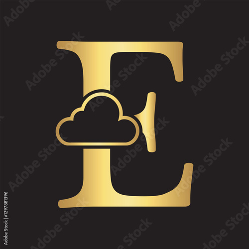 Initial Cloud Logo Combine With Letter E Vector Template