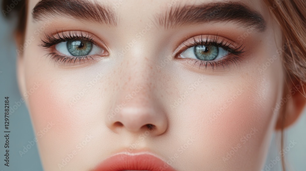 Obraz premium model's makeup process, cinematic slow-motion, elegance and style