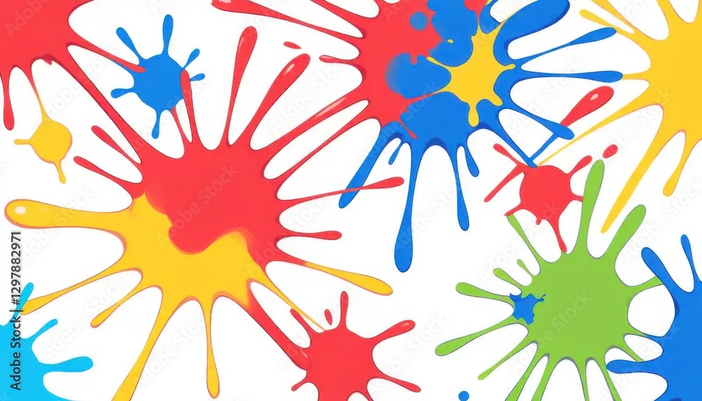 Obraz premium Vibrant Paint Splashes, Creative Studio, Digital Art, Colorful Environment, Abstract View, Artistic Expression