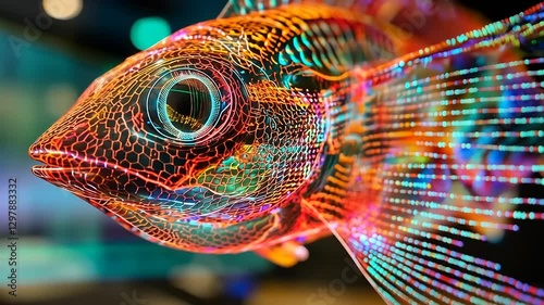 close up of a chameleon on a black background