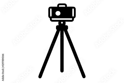 Camera Tripod Icon – Minimalist Photography Equipment Vector