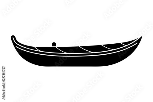 Canoe Icon – Minimalist Vector Line Illustration