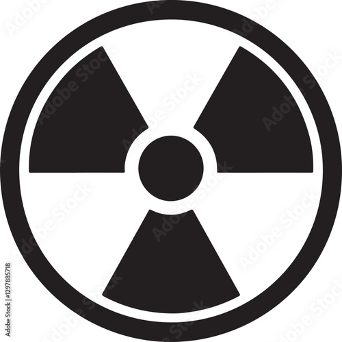 Silhouette vector of a radioactive symbol, representing nuclear energy, radiation, and hazardous materials. Ideal for warning signs, science, and industrial design projects.