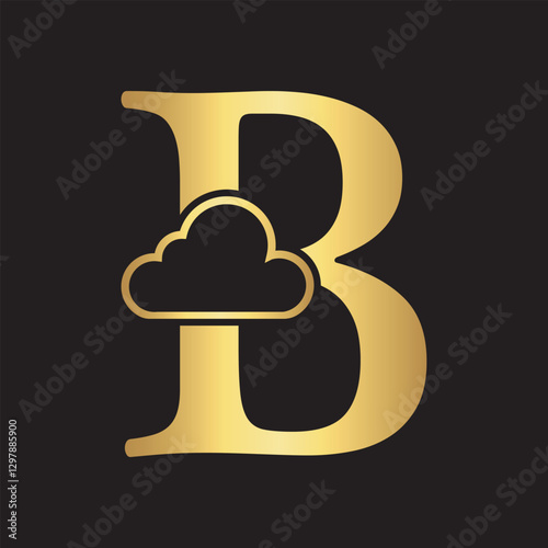 Initial Cloud Logo Combine With Letter B Vector Template