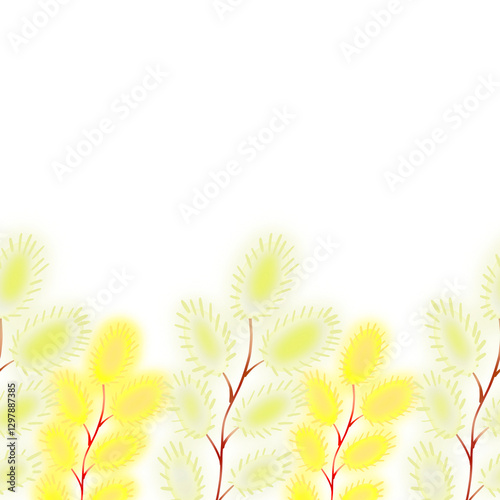 A pattern of palm yellow flowers with colored pencils