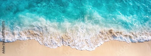 Abstract Beach Scene Clear Blue Waves Sunlight Summer Spa Concept Banner Copy Space