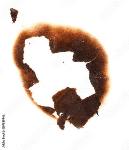 A burnt out spot on a white background