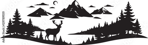 vector moutain of a forest