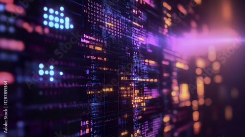 Wallpaper Mural Abstract Coding Concept Depicted by Glowing Lines, Symbols and Gradient Lighting with Atmospheric Background Torontodigital.ca