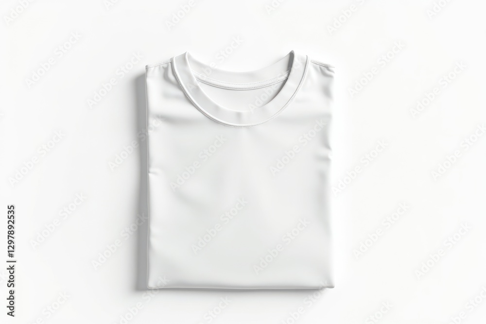 A simple white t-shirt is folded with care A simple white t-shirt is folded with care