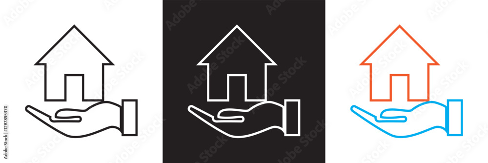 Home insurance icon.  Isolated on white and black background. Vector illustration. EPS 10
