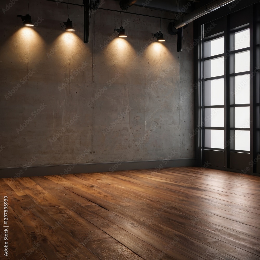 A Minimalist Blank Wall with a Wooden Floor and Overhead Lights Casting a Soft Glow
A Minimalist Blank Wall with a Wooden Floor and Overhead Lights Casting a Soft Glow