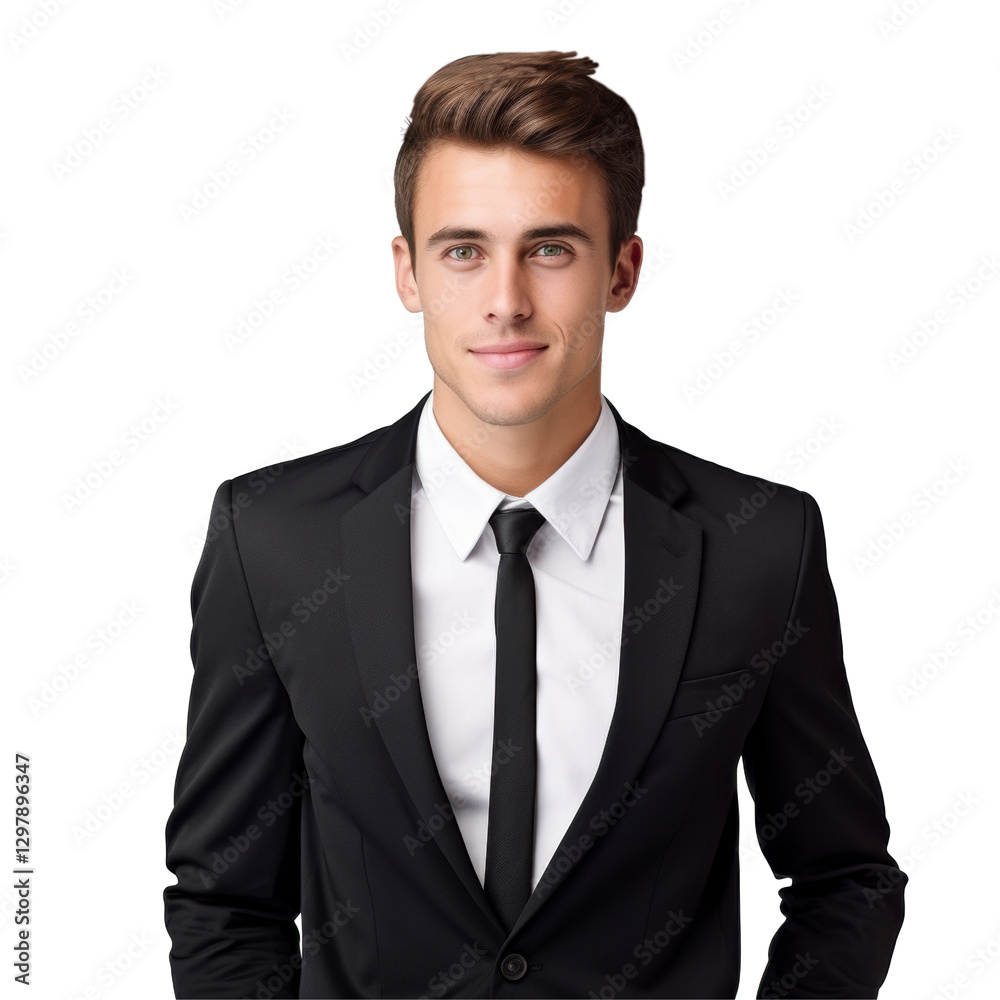 Businessman wearing a black suit and a white shirt. isolated on transparent background Businessman wearing a black suit and a white shirt. isolated on transparent background