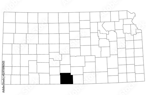 Fotografia Map of barbar County in Kansas state on white background