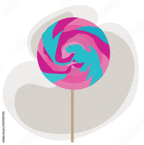 lolipop in cartoon style.lollipops on wooden stick.