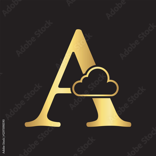 Initial Cloud Logo Combine With Letter A Vector Template