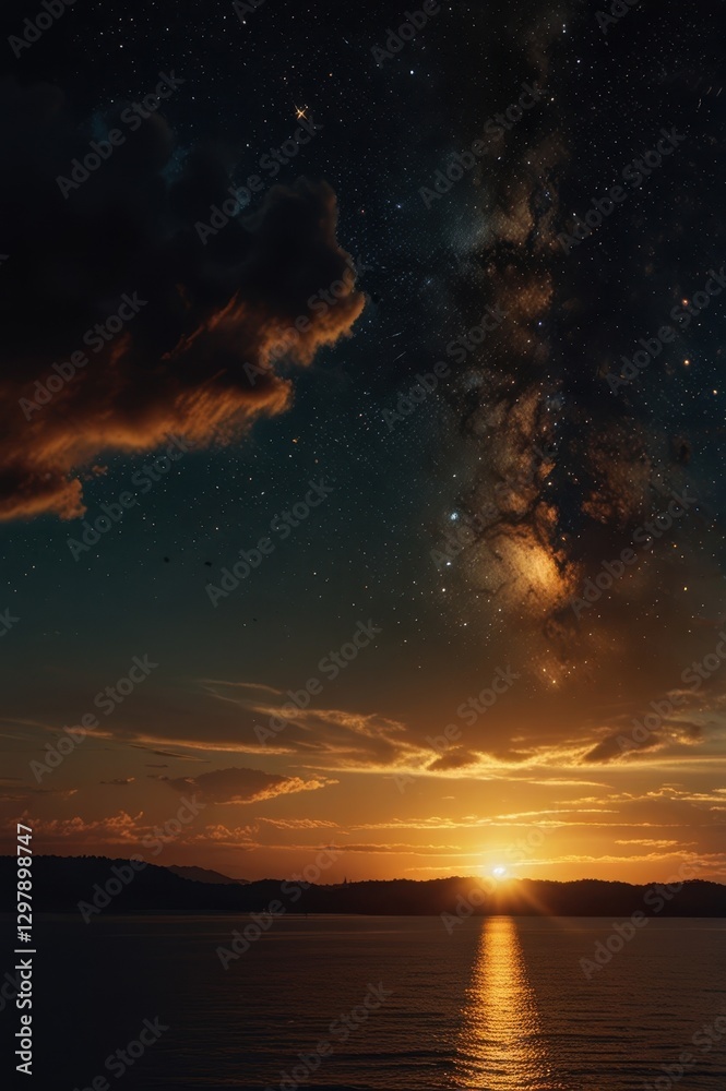 Fototapeta premium The Mysterious Beauty of Day and Night Colliding in a Soft, Ethereal Celestial Glow
