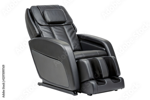 Black massage chair isolated with transparent background