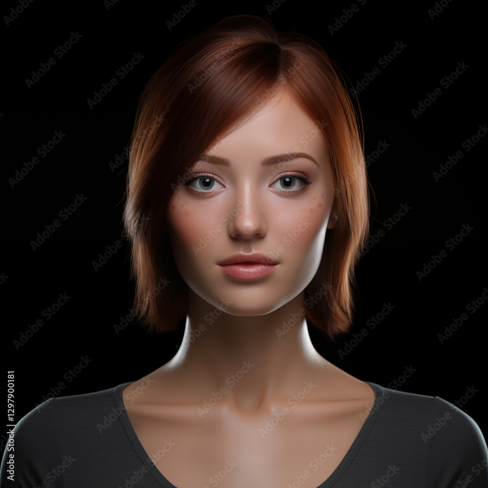 High-quality 3D rendered avatar of a female character High-quality 3D rendered avatar of a female character