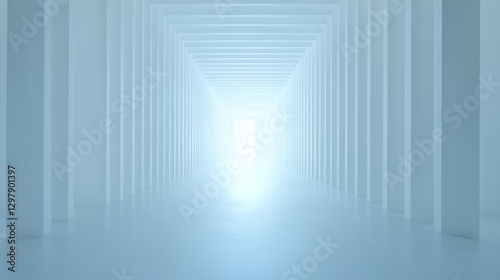 Bright Blue Light at the End of a White Tunnel