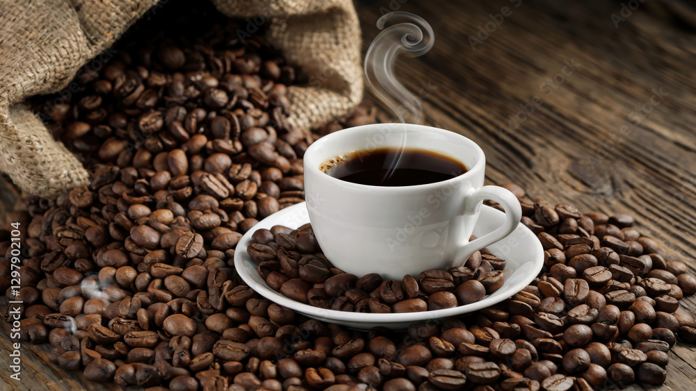 Coffee Cup Surrounded by Beans Coffee Cup Surrounded by Beans